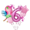 Dettaglio palloncino rosa numero 6 e figura di fata per decorazione compleanno - Fata Stella Numero 6