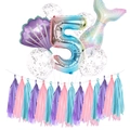 Detail zum Meerjungfrau-Set für den 5. Geburtstag mit Regenbogenzahl und Glitzerballons - Lila Set 5