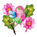 Kit de ballons fée en aluminium avec fleurs roses et feuilles pour fête d'enfant - Style Fée Fleur Rose Feuille (Ensemble Trois)