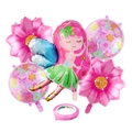 Kit de ballons fée avec tournesols roses et ballons ronds à motifs de papillons - Style Happy Birthday Papillon Floral Rond (Ensemble Six)