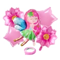 Detalle del set de globos de hadas con formas de flores y estrellas de papel de aluminio - Estilo Flor Rosa Estrella (Juego Ocho)