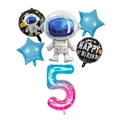 Set de globos de astronauta para 5 cumpleaños con estrellas y diseño de cohetes - Juego de Número 5