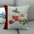 Christmas cushion cover featuring festive watercolor bird and red-black checkered border - 45x45cm / Christmas Cupcake Style (25)