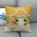 Housse de coussin en lin avec aquarelle de rouge-gorge et jardin d'hiver - Rouge-gorge et Arche de Jardin (10)