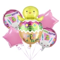5-teiliges Osterballon-Set mit Küken in Eierschale, rosa Sternen und Hasenmotiven - Schlüpfen Aus Dem Ei B