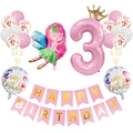 Fairy themed 3rd birthday party set with pink number 3 balloon and birthday banner - Number 3 Set