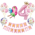 Detail of 4th birthday party set with fairy foil balloon and pink number 4 balloon - Number 4 Set