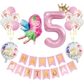 Kit ballons 5ème anniversaire fée rose avec ballon chiffre 5 et bannière de fête - Ensemble Numéro 5