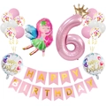 Détails du kit déco 6e anniversaire fée avec ballons en aluminium et banderole rose - Ensemble Numéro 6