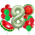Set de globos de 8º cumpleaños de sandía con número 8 verde y globos de frutas - Verde Número 8 Juego