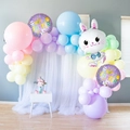 Easter party decoration set with pastel latex balloons and cartoon rabbit foil balloon - Easter Balloon Chain Style
