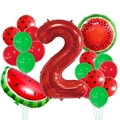 Set de fiesta sandía para 2 años con globo número 2 rojo y globos de látex - Rojo Número 2 Juego