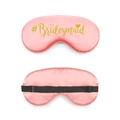 Pink satin bridesmaid eye mask with gold glitter text and adjustable black elastic strap - Pink Glitter #Bridesmaid with Heart (Style 8)