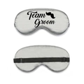 Silver grey faux silk eye mask with Team Groom text and adjustable black elastic strap - Silver Grey Team Groom with Mustache (Style 9)