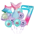 Détail de kit ballons sirène avec chiffre sept et designs d'étoiles de mer en aluminium - Style Numéro Sept (h019)