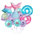 Kit de ballons sirène avec chiffre 8 géant et motifs marins pour fête d'anniversaire - Style Numéro Huit (h019)