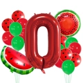 Set de globos de fiesta sandía con gran número 0 rojo y globos de látex decorativos - Rojo Número 0 Juego