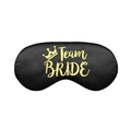 Black faux silk sleep mask with gold Team Bride text and crown for wedding parties - Black Gold Print Team BRIDE (Style 14)