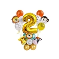 Décoration 2ème anniversaire avec ballon chiffre 2 doré et ballons animaux de la forêt - Chiffre 2