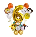 Kit de ballons 6ème anniversaire thème animaux avec lions et tigres pour fête d'enfant - Chiffre 6