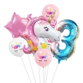 Detailed set of unicorn and rainbow gradient number 3 balloons for birthday party decor - Number 3 Style (Set 3)