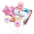 Detailset Einhorn Partyballons mit Regenbogen Zahl 7 für Geburtstagsdekorationen - Nummer 7 Stil (Set 7)