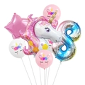 Regenbogen Einhorn Ballon Set mit rosa Stern und Zahl Acht für 8. Geburtstag Deko - Nummer 8 Stil (Set 8)