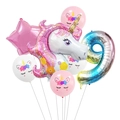 Detailset Einhorn Partyballons mit großer Regenbogen-Zahl 9 und Stern-Aluminiumballon - Nummer 9 Stil (Set 9)