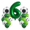 Soccer theme birthday party balloon set with green number 6 and foil football balloons - Football Set 6