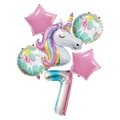Regenbogen Zahlenballon 7 Set mit buntem Einhorn und Sternen für Kindergeburtstagsdeko - Nummer 7 Stil