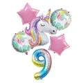 Regenbogen Einhorn Luftballon Set Zahl 9 für den neunten Kindergeburtstag Dekoration - Nummer 9 Stil