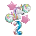 Rainbow gradient number 2 unicorn balloon set for girls 2nd birthday party decoration - Number 2 Style