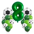 Soccer theme birthday balloon set with green number 8 and football foil balloons - Football Set 8