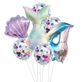 Detail der Meerjungfrau Partyballons mit Muschel Fischschwanz und Nummer 4 Folienballon - Nummer 4 Stil (Set 4)