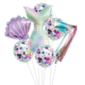 Meerjungfrau 7. Geburtstag Ballon-Set mit Muschel, Schwanz und Konfetti-Ballons - Nummer 7 Stil (Set 7)