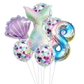 Detailset aus Meerjungfrauenschwanz Muschel und Nummer 8 Folienballons mit Konfetti-Ballons - Nummer 8 Stil (Set 8)