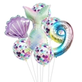Details zu Meerjungfrau-Partyballons mit Muschel, Schwanzflosse und Konfetti-Füllung - Nummer 9 Stil (Set 9)
