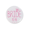 Détail du badge Bride To Be blanc et rose avec motif bague pour enterrement de vie de jeune fille - Future Mariée