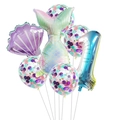 Meerjungfrau 1. Geburtstag Ballon Set mit Fischschwanz Muschel und Nummer Eins Ballons - Nummer 1 Stil (Set 1)