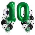 Déco foot avec ballons chiffre 10 verts et ballons en latex à motif de football - Chiffre 10