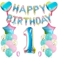 Rainbow gradient 1st birthday balloon set with happy birthday letters and number 1 - 1st Birthday Gradient Set