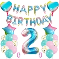 Rainbow gradient 2nd birthday balloon set with number 2 and happy birthday letters - 2nd Birthday Gradient Set