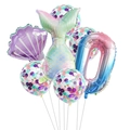 Meerjungfrau Ballon-Set mit Regenbogenschwanz, Muschel und Zahl 0 für Mädchen Geburtstage - Ziffer 0 Stil (Set 0)