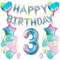 Rainbow gradient 3rd birthday balloon set with heart, star foils and colorful latex balloons - 3rd Birthday Gradient Set