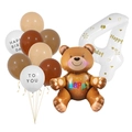 Brown bear balloon set with number 4 and latex balloons for 4th birthday party - Cute Bear Set (Number 4)