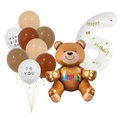 Bruine beer ballonset met beige nummer 6 en happy birthday latex ballonnen set - Schattige Berenset (Nummer 6)