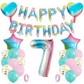 7th Birthday decoration kit with gradient rainbow number 7 and heart balloons - 7th Birthday Gradient Set