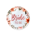 Floral Bride TO BE party badge with watercolor flower wreath on white background - White Background Bride To Be