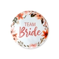 Floral Team Bride wedding tin badge featuring watercolor orange and pink flowers - White Background Team Bride