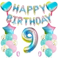 9th birthday balloon set with gradient number 9 and colorful macaron party decorations - 9th Birthday Gradient Set